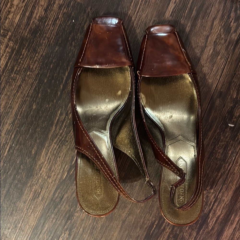 Brown Leather Slingback Heels